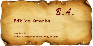 Bács Aranka névjegykártya
